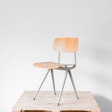 HAY Result Dining Chair, Oak Veneer Seat and Back, Gun Metal Base | Re-Lived front angle