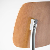 HAY Result Dining Chair, Oak Veneer Seat and Back, Gun Metal Base | Re-Lived back rest detail