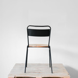 Deadgood Working Dining Chair, Jet Black Frame / Oak Seat | Re-Lived back