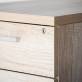 Elite Desk High 3 Drawer Pedestal in Nebraska Oak - Re-Lived drawer detail