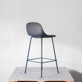 Muuto Fiber Counter Stool Black Plastic Shell with Black Base | Re-Lived