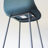 Muuto Fiber Bar Stool Upholstered Dark Green Shell with Black Base | Re-Lived