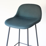 Muuto Fiber Bar Stool Upholstered Dark Green Shell with Black Base | Re-Lived