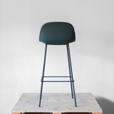 Muuto Fiber Bar Stool Upholstered Dark Green Shell with Black Base | Re-Lived