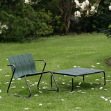 Mater Ocean Outdoor Lounge Low Table in Green on a lawn