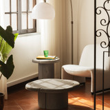 Mater Alder Lounge Coffee Table by a chair and side table