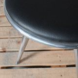 Mater Low Stool with Recycled Aluminium Frame & Leather Upholstery 47cm Seat Height | Re-Lived