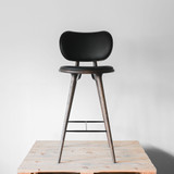 Mater High Stool Leather Upholstery 69cm Seat Height with Backrest | Re-Lived