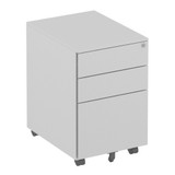 A standard width Elite Three Drawer Steel Mobile Pedestal in Silver against a white background