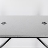 High Meeting Table 1900 x 700mm - 1050mm High Marble Laminate Top / Black Steel Base | Re-Lived