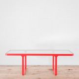 NaughtOne Trace Coffee Table - Red Frame / Clear Glass Top 1100 x 550mm| Re-Lived