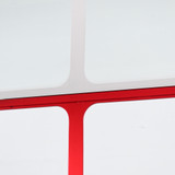 NaughtOne Trace Coffee Table - Red Frame / Clear Glass Top 1100 x 550mm| Re-Lived