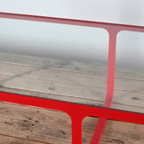 NaughtOne Trace Coffee Table - Red Frame / Clear Glass Top 1100 x 550mm| Re-Lived