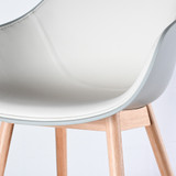 HAY AAC 212 Concrete Shell, Oak Wood Base / White Leather Upholstered Seat | Re-Lived