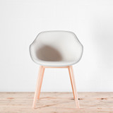 HAY AAC 212 Concrete Shell, Oak Wood Base / White Leather Upholstered Seat | Re-Lived