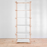 HAY Woody Shelving Unit High, Soaped Oak Frame with Almond White Metal Shelves - Re-Lived