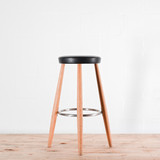 Carl Hansen CH56 76cm High Bar Chair - Black Leather| Re-Lived