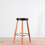 Carl Hansen CH58 68cm High Bar Chair - Black Leather| Re-Lived