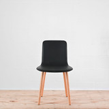 Vitra HAL 4 Wood Leg Chair with Black Leather Seat Shell - Re-Lived