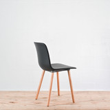 Vitra HAL 4 Wood Leg Chair with Black Leather Seat Shell - Re-Lived