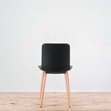 Vitra HAL 4 Wood Leg Chair with Black Leather Seat Shell - Re-Lived