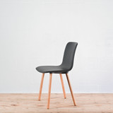 Vitra HAL 4 Wood Leg Chair with Black Leather Seat Shell - Re-Lived