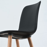 Vitra HAL 4 Wood Leg Chair with Black Leather Seat Shell - Re-Lived