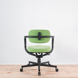 Vitra Allstar Office Chair in Green Grass / Forest Hopsak Fabric with Deep Black Base & Frame - Re-Lived