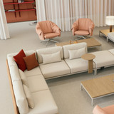 Vitra Bascule Low Back Lounge Chairs by a sofa