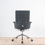 Vitra ID Trim Black Leather Seat / Asphalt Leather Back with Height Adjustable Arms Office Chair - Re-Lived