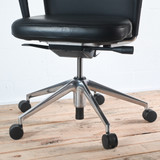 Vitra ID Trim Black Leather Seat / Asphalt Leather Back with Height Adjustable Arms Office Chair - Re-Lived