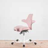 HAG Capisco 8106 Office Chair - Light Blush Fabric with White Base | Re-Lived