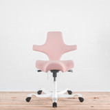 HAG Capisco 8106 Office Chair - Light Blush Fabric with White Base | Re-Lived