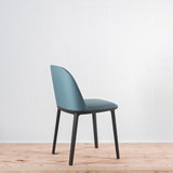 Vitra Softshell Side Chair with 4 Leg Base in Aura Blue Fabric - Re-Lived