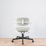 Vitra Allstar Office Chair in Ivory / Forest Hopsak Fabric with White Frame & Deep Black Base - Re-Lived