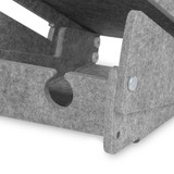 Close up of a Bakker Ekhuizen Ergo-Top 320 Circular Laptop Stand in Grey against a white background