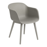 Muuto Fiber Armchair with Wood Base white sweep