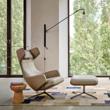 Vitra Grand Repos Lounge Chair in Leather with matching ottoman home setting in situ