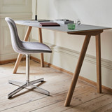 A HAY Copenhague CPH 90 Desk in Lacquered Oak with Grey top with a grey chair