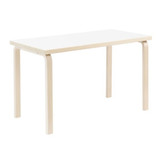 Artek Aalto Table Rectangular in Birch with white HPL top against a white background