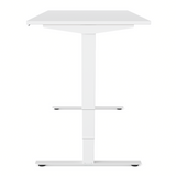 Herman Miller Nevi Sit-Stand Desk in white against a white background