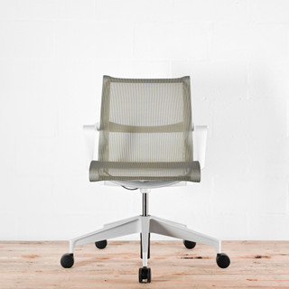 Herman Miller Setu Chair Chartreuse Mesh / White Frame and Alloy Base | Re-Lived
