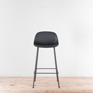 Muuto Fiber Counter Stool - Black Seat Shell with Black Base| Re-Lived