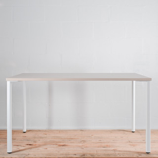 Herman Miller OE1 Office Desk 1400 x 800mm with Acacia Top and White Legs| Re-Lived
