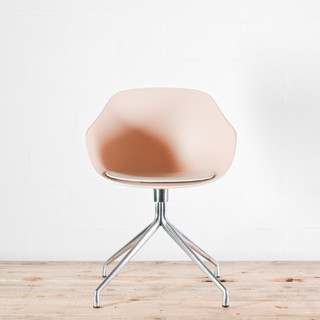 HAY AAC 220 Pale Peach Swivel Chair, Polished Base with Upholstered Seat Pad| Re-Lived