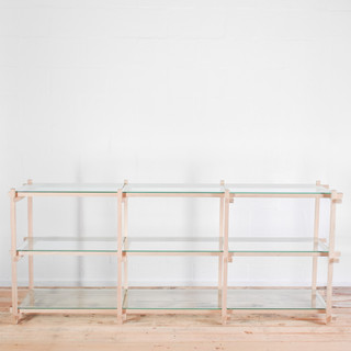 HAY Woody Shelving Unit Low, Soaped Oak Frame with Clear Glass Shelves - Re-Lived