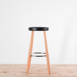 Carl Hansen CH56 76cm High Bar Chair - Black Leather| Re-Lived