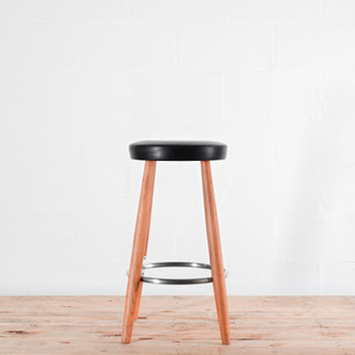 Carl Hansen CH58 68cm High Bar Chair - Black Leather| Re-Lived