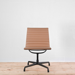 Vitra EA 101 Chair Brown Leather with Deep Black Frame and Base - Re-Lived