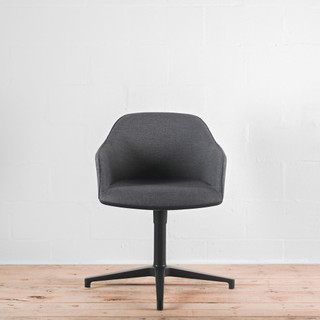 Vitra Softshell Armchair with 4 Star Base in Dumet Grey Melange Fabric - Re-Lived